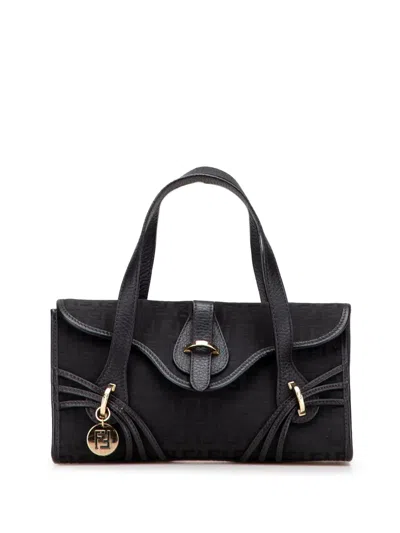 Pre-owned Fendi 2000-2010 Zucchino Canvas Handbag In Black