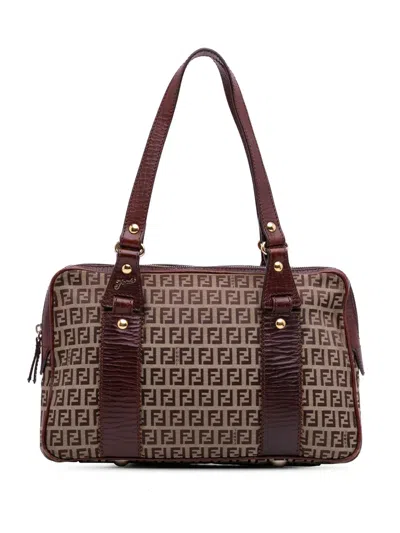 Pre-owned Fendi 2000-2010 Zucchino Canvas Handbag In Brown