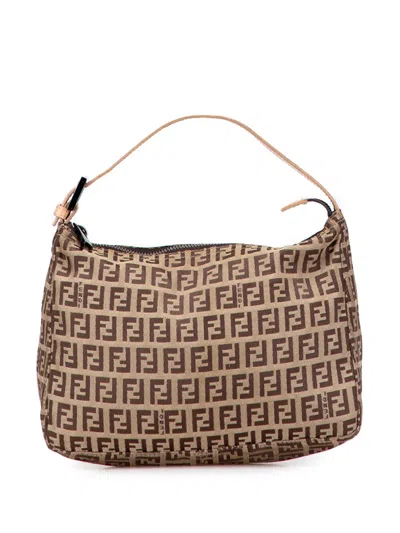 Pre-owned Fendi 2000-2010 Zucchino Canvas Handbag In Brown
