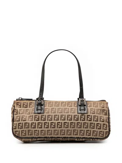 Pre-owned Fendi 2000-2010 Zucchino Canvas Handbag In Brown