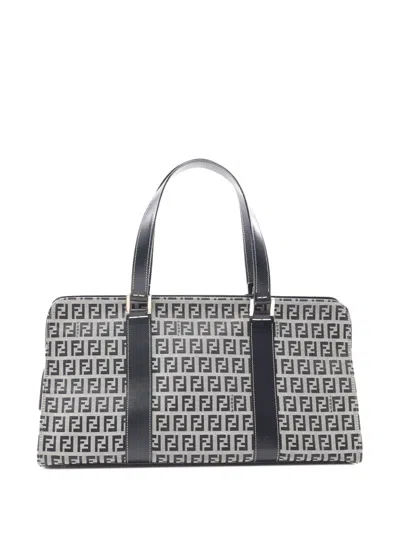 Pre-owned Fendi 2000-2010 Zucchino Canvas Handbag In Gray