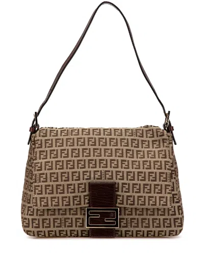 Pre-owned Fendi 2000-2010 Zucchino Canvas Mamma Forever Shoulder Bag