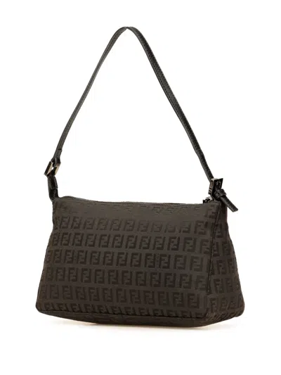 Pre-owned Fendi 2000-2010 Zucchino Canvas Pochette Shoulder Bag