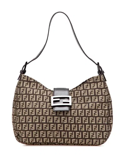 Pre-owned Fendi 2000-2010 Zucchino Canvas Shoulder Bag
