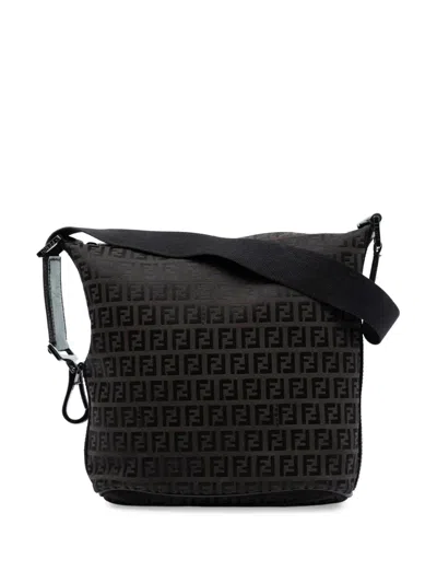 Pre-owned Fendi 2000-2010 Zucchino Canvas Shoulder Bag In Brown