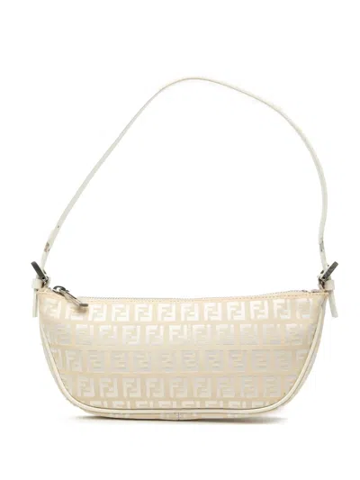 Pre-owned Fendi 2000-2010 Zucchino Canvas Shoulder Bag In Brown