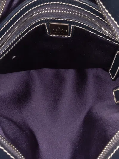 Pre-owned Fendi 2000-2010 Zucchino Canvas Shoulder Bag In Gray