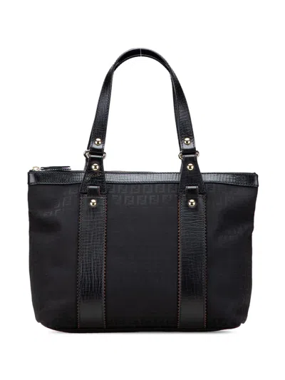 Pre-owned Fendi 2000-2010 Zucchino Canvas Tote Bag In Black