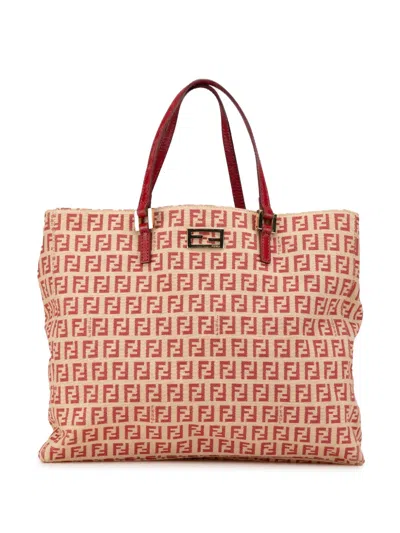Pre-owned Fendi 2000-2010 Zucchino Canvas Tote Bag In Brown