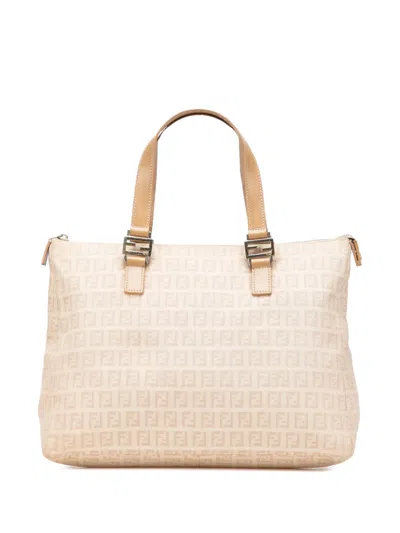 Pre-owned Fendi 2000-2010 Zucchino Canvas Tote Bag In Brown