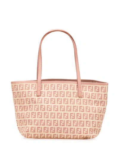Pre-owned Fendi 2000-2010 Zucchino Canvas Tote Bag In Brown