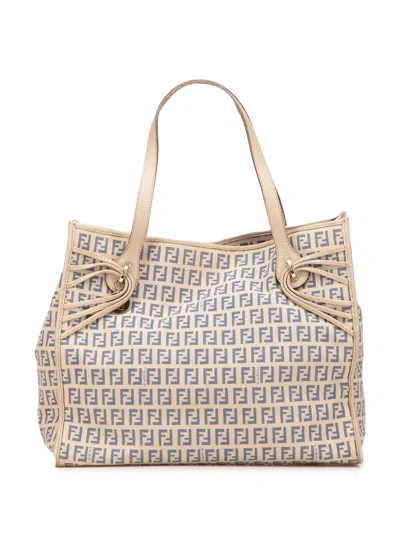 Pre-owned Fendi 2000-2010 Zucchino Canvas Tote Bag In Brown