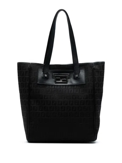 Pre-owned Fendi 2000-2010 Zucchino Canvas Tote Bag In Brown