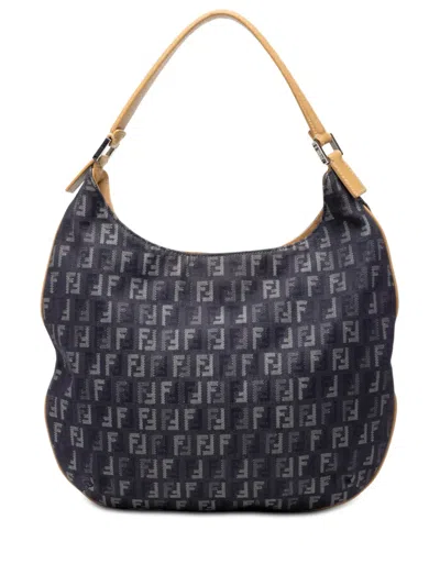 Pre-owned Fendi 2000-2010 Zucchino Denim Hobo Bag In Blue