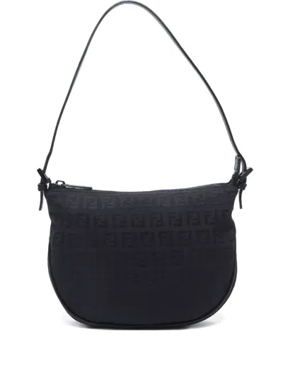 Pre-owned Fendi 2000-2010 Zucchino Handbag In Black