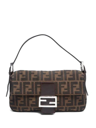 Pre-owned Fendi 2000-2010s Zucca Mamma Shoulder Bag In Brown
