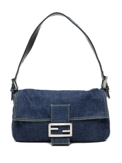 Pre-owned Fendi 2000-2015 Mamma Baguette Shoulder Bag In Blue