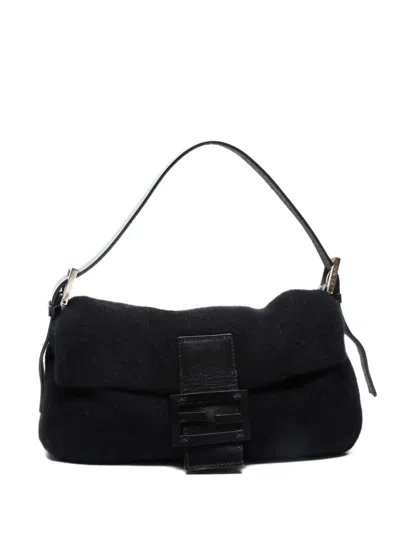 Pre-owned Fendi 2000-2015 Small Baguette Shoulder Bag In Black