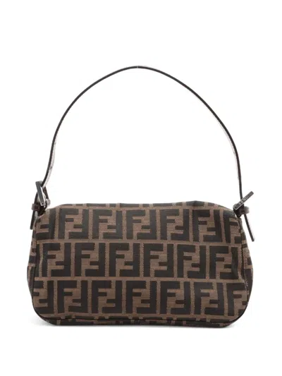 Pre-owned Fendi 2000-2015 Zucca Mamma Shoulder Bag In Brown