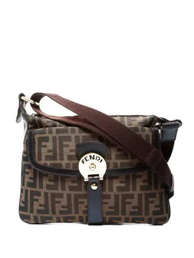 Pre-owned Fendi 2000-2015 Zucca Monogram Cross Body Bag In Brown
