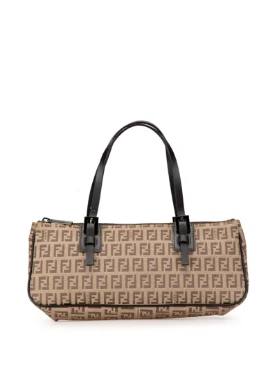 Pre-owned Fendi 2000-2015 Zucchino Canvas Handbag In Brown