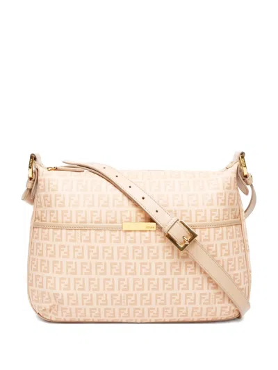 Pre-owned Fendi 2000-2015 Zucchino Shoulder Bag In Neutrals