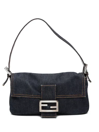 Pre-owned Fendi 2000-2015s Mamma Baguette Shoulder Bag In Blue