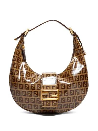 Pre-owned Fendi 2000-2015s Zucchino Half-moon Shoulder Bag In Brown