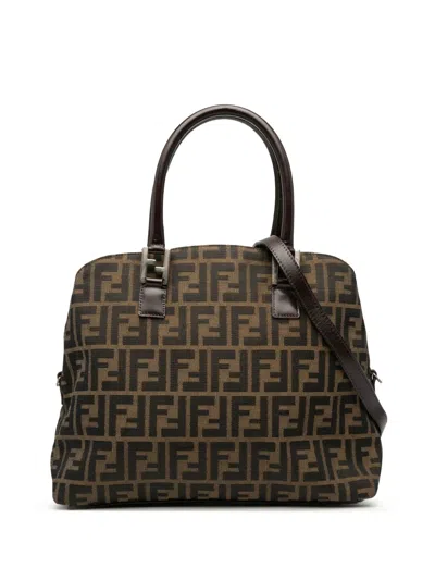 Pre-owned Fendi 2000-2017 Zucca Canvas Satchel In Brown