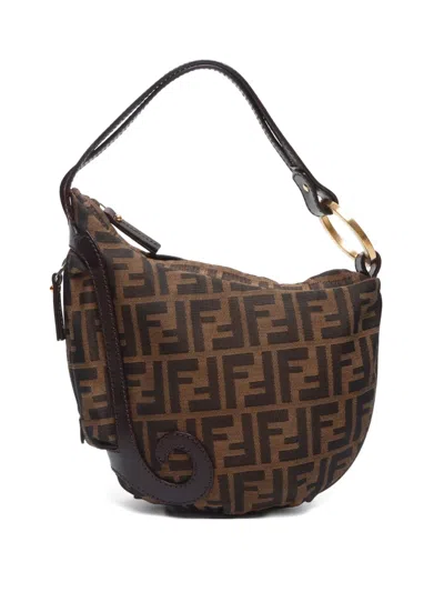 Pre-owned Fendi 2000-2020 Zucca Shoulder Bag In Brown