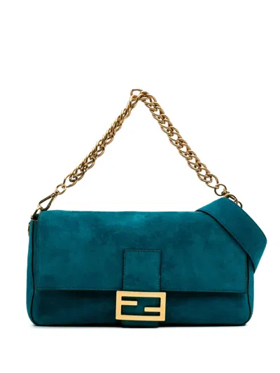 Pre-owned Fendi 2000-2024 Large Suede Chamois Baguette Satchel