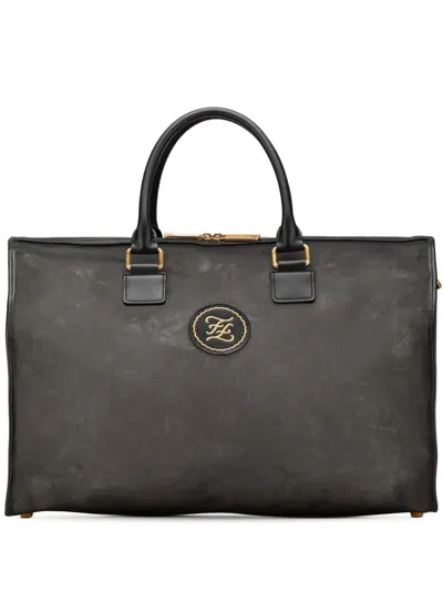 Pre-owned Fendi 2000-2024 Mesh Karligraphy Duffle Bag Travel Bag In Black