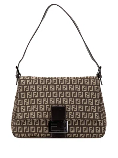 Pre-owned Fendi 2000-2024 Zucchino Canvas Mamma Forever Shoulder Bag