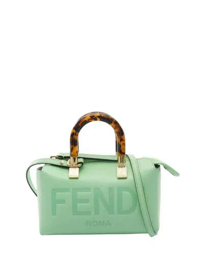 Pre-owned Fendi 2000-2025 Mini Leather By The Way Roma Satchel In Green