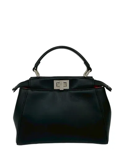 Pre-owned Fendi 2000-2025 Mini Nappa Monster Eyes Iconic Peekaboo Satchel In Black