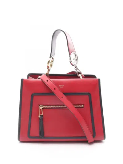 Pre-owned Fendi 2000-2025 Small Leather Runaway Satchel In Red