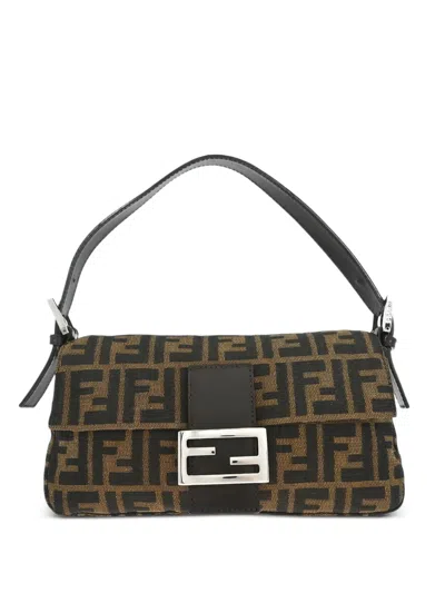 Pre-owned Fendi 2000 Baguette Zucca Handbag In Brown