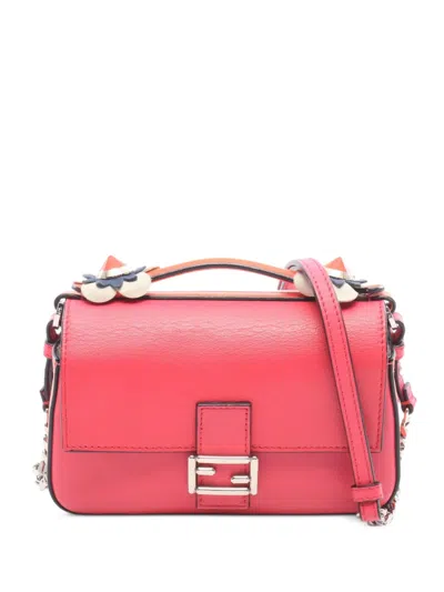 Pre-owned Fendi 2000 Micro Double Baguette Tote Bag In ピンク