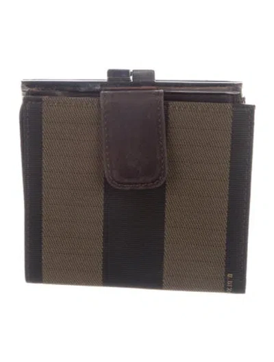 Pre-owned Fendi 2000 Pequin Pattern French Purse In Brown