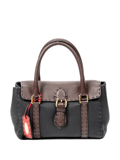 Pre-owned Fendi 2000 Selleria Tote Bag In Black