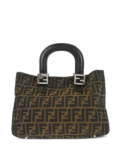 Pre-owned Fendi 2000 Zucca Canvas Tote In Black