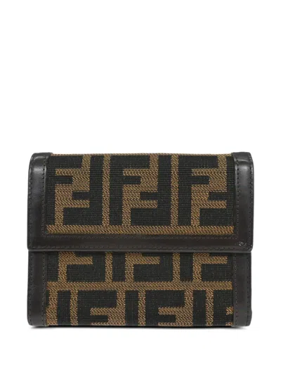 Pre-owned Fendi 2000 Zucca Canvas Wallet In Brown