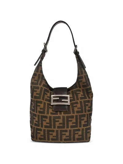 Pre-owned Fendi 2000 Zucca Leather Handbag In Neutral