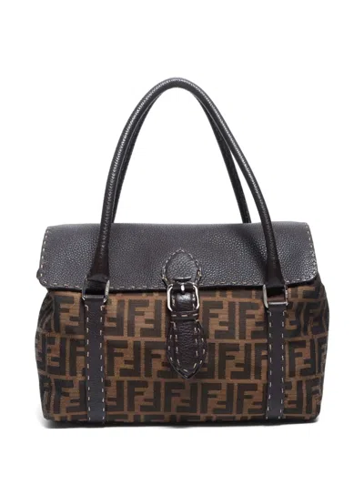 Pre-owned Fendi 2000's Zucca Linda Shoulder Bag In Brown