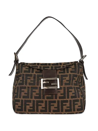 Pre-owned Fendi 2000 Zucca-pattern Shoulder Bag In Brown