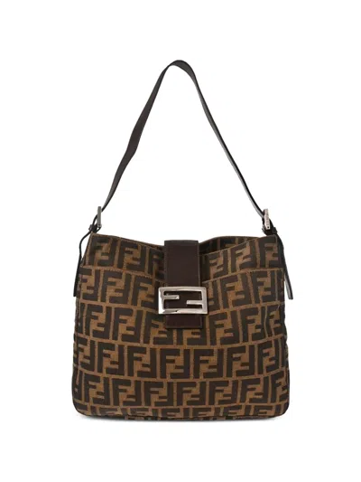 Pre-owned Fendi 2000 Zucca Shoulder Bag In Brown