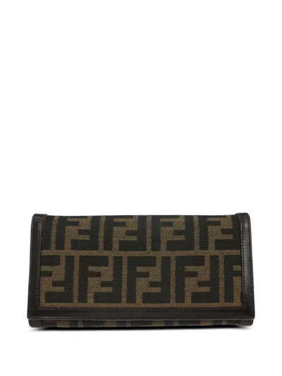 Pre-owned Fendi 2000 Zucca Wallet Purse In Brown