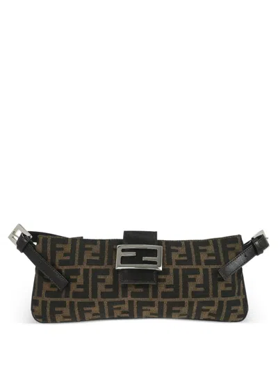 Pre-owned Fendi 2000 Zucca-pattern Shoulder Bag In Black