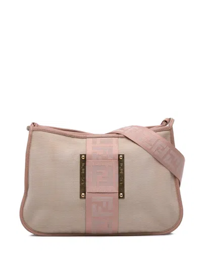Pre-owned Fendi 2000-2010 Canvas Zucca Crossbody Bag In Brown