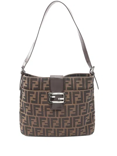 Pre-owned Fendi 2000-2010 Canvas Zucca Shoulder Bag In Brown